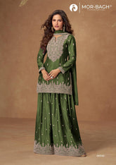 VEERA Collection | Premium Chinnon Silk Suits | 10345 AASHIRWAD CREATION